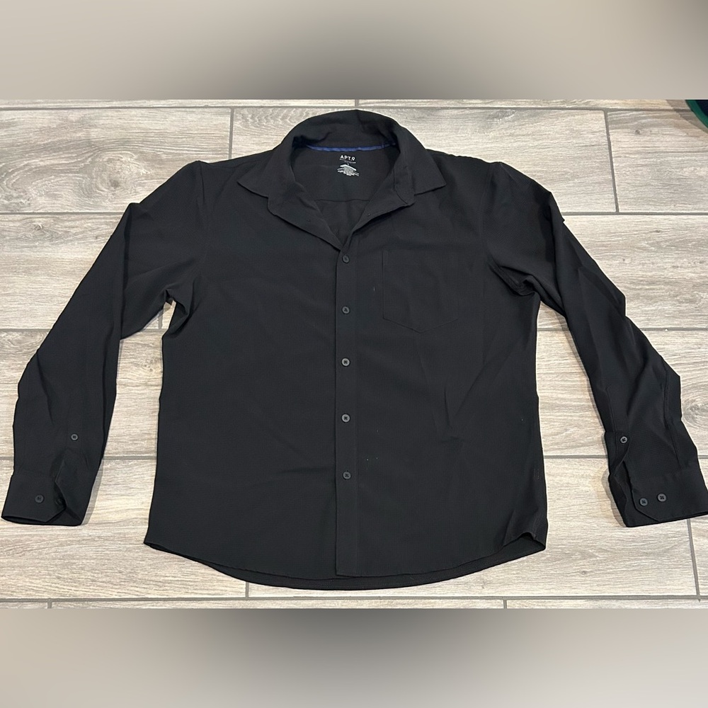 Men’s Apt. 9 Premier Flex Solid Slim-Fit Dress Shirt—Size Large